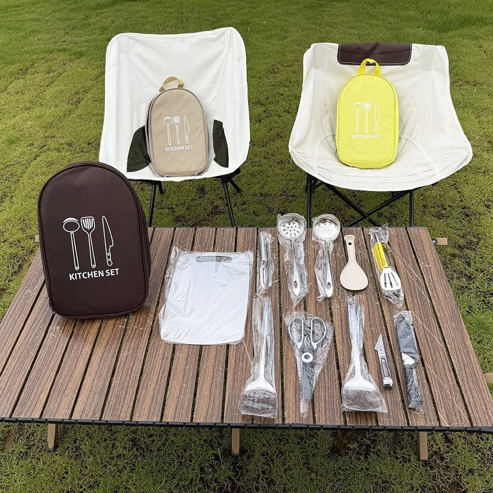 Camping Cooking Utensils Storage - キャンプ用調理器具収納バッグ - キッチン用品収納に最適な、持ち運び可能なキャンプ用調理器具セットバッグ。