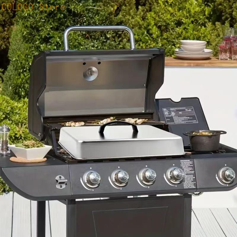 Camping Cooking Flat Top - フラットトップ調理および密閉された温かい食品用の正方形フードカバー D0LD