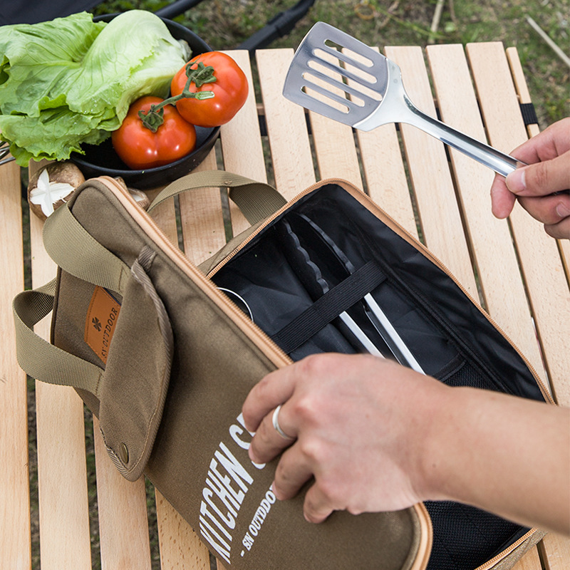 Camping Outdoor Cooking Equipment - 8 個キャンプキッチン調理器具セットポータブルバッグアウトドア旅行用品収納バッグステンレス鋼調理セットバーベキューピクニック用