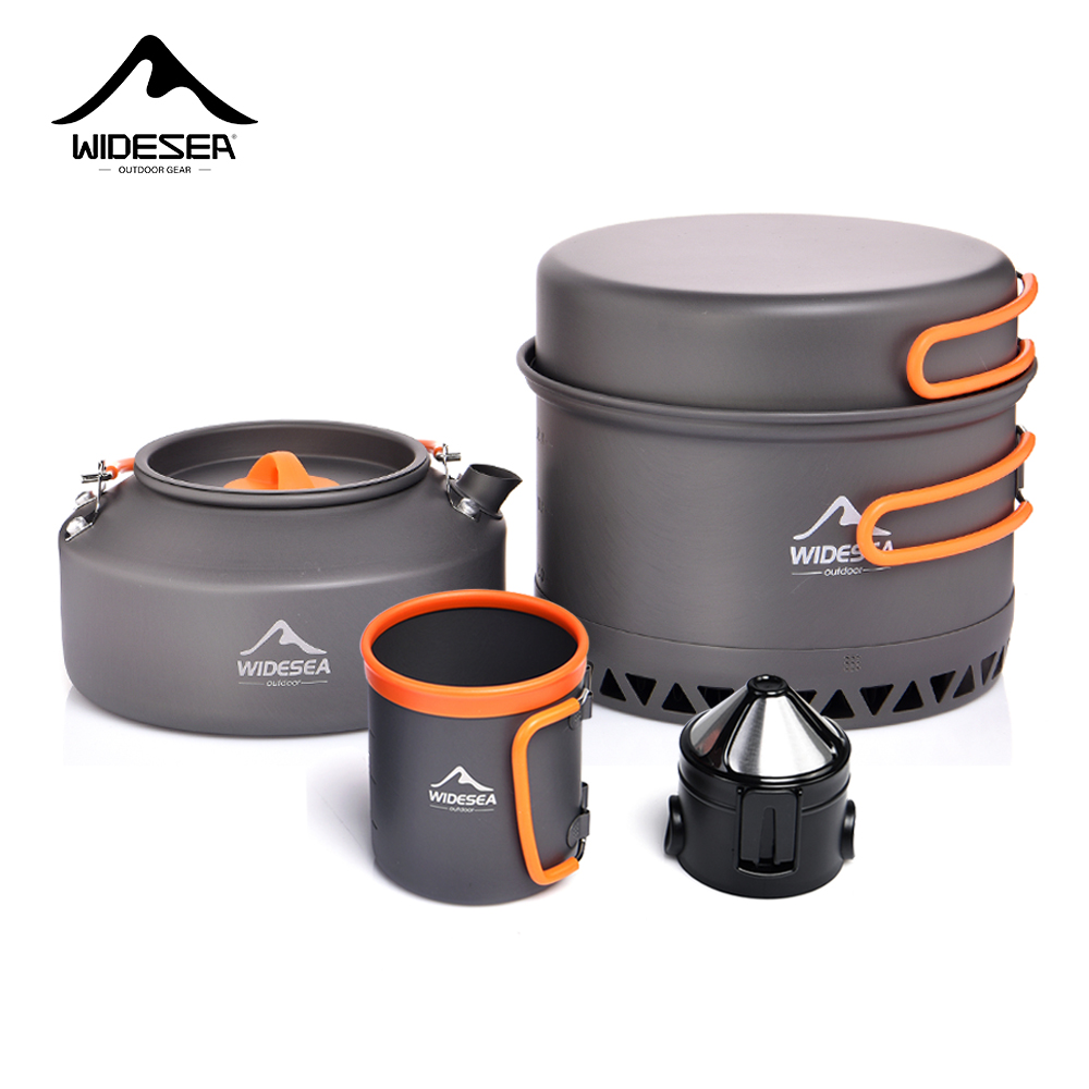 Camping Cooking Set For 4 - キャンプ用食器、アウトドア調理器具セット、鍋、観光用ケトル、コーヒーカップ、フィルター、キッチン用品、ハイキング、ピクニック、旅行用具
