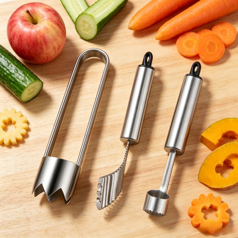 Camping Cooking Full Set - 3 個ステンレス鋼ハラペーニョペッパーコアラーセットアップルフルーツ野菜コアリムーバーバーベキューグリルキャンプホームキッチンアクセサリー