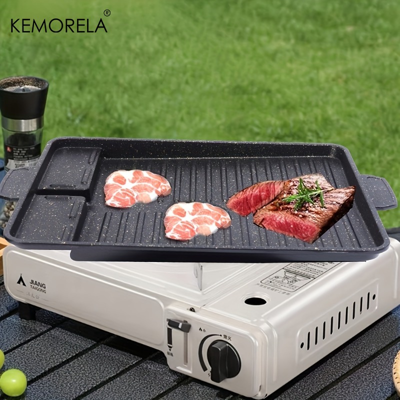 Camping Cooking Cupboard - 韓国風グリルミートプレート アルミチタンコーティング バーベキューパン キャンプ用グリドル アウトドアカセットコンロ・IH対応