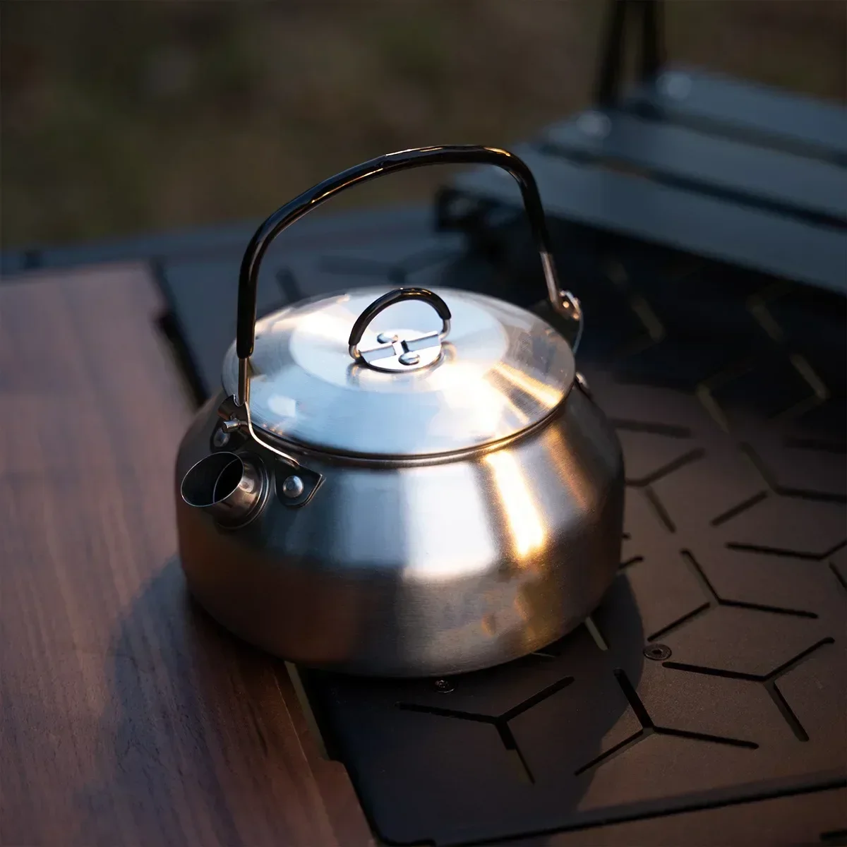 Camping Cooking Kettle - ステンレス鋼ケトル 0.8L ポータブル超軽量ハイキングケトル屋外コーヒーポット旅行キャンプティーポット多機能調理器具