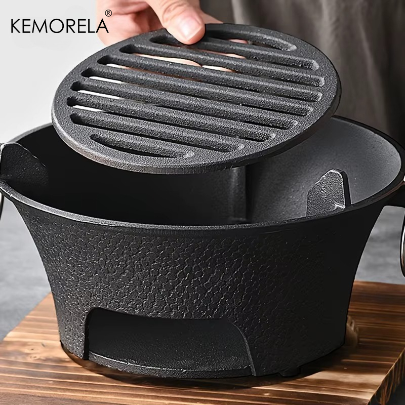 Japanese Camping Cooking - 1 セット鋳鉄炭ストーブ屋外キャンプバーベキューバーベキュー餅炭ストーブポータブル家庭用日本炭ストーブ