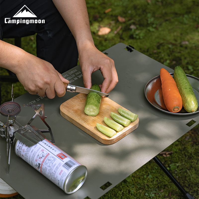 Camping Cooking Tray - Campingmoon-両面屋外まな板、ミニフルーツ、キャンプ板、ピクニックポータブルバーチ、未塗装野菜ボード