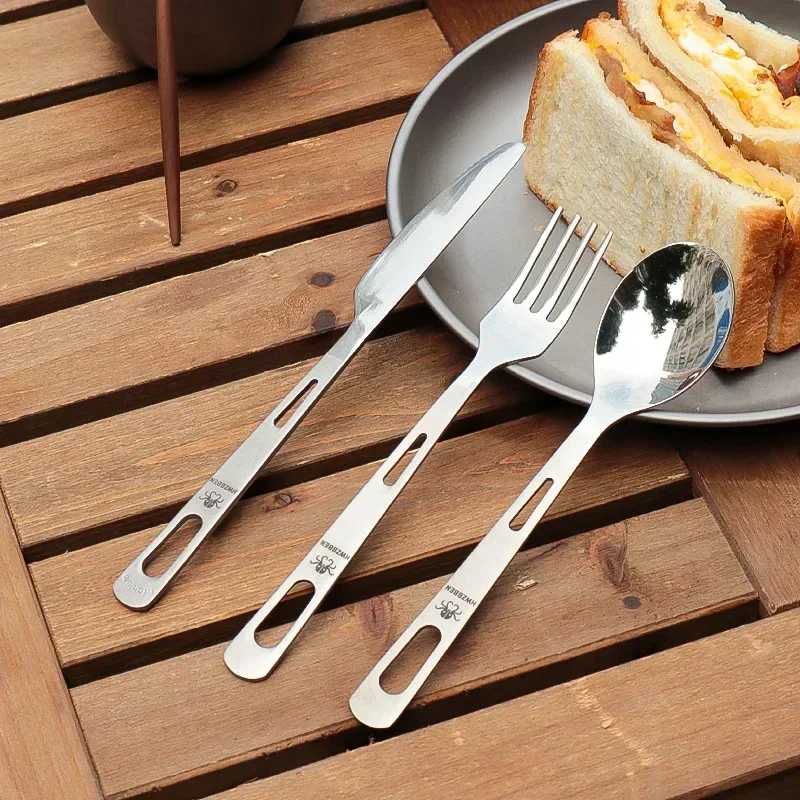 Camping Cooking Full Set - Hwzbben-チタン食器セット、フォーク、スプーン、ナイフ、ポータブル、超軽量、キッチンツール、キャンプ用品、アウトドアピクニック