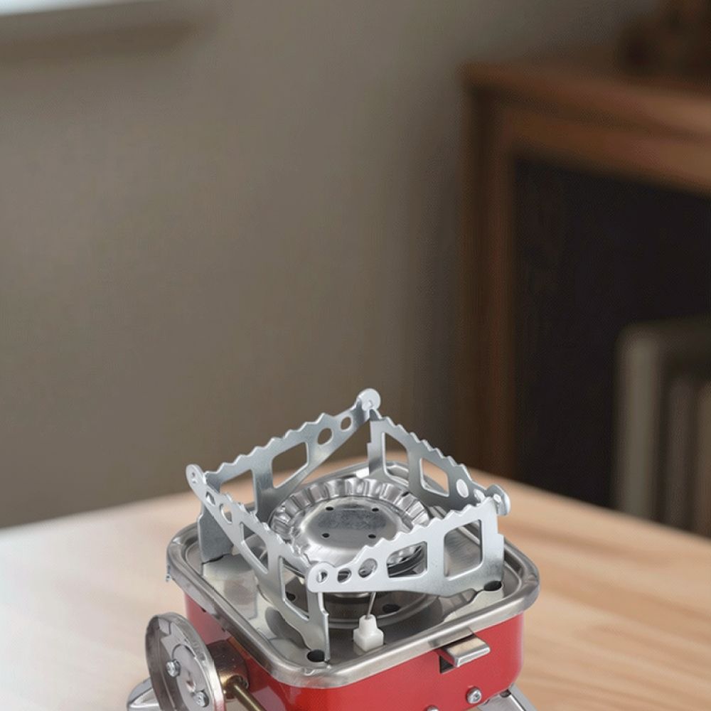 Camping Cooking Gas Stove Portable Tool - 小型の折りたたみ式アウトドアストーブ。持ち運び可能なキャンプ用ガスバーナー。防風機能付きで、バックパッキング、ハイキング、ピクニックに最適な調理器具。
