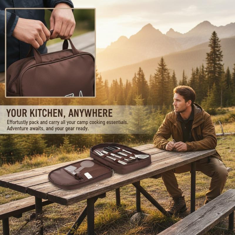 Camping Cooking Utensils Storage - アウトドアクッキングバッグ キャンプ用収納バッグ ポータブル調理器具オーガナイザー収納