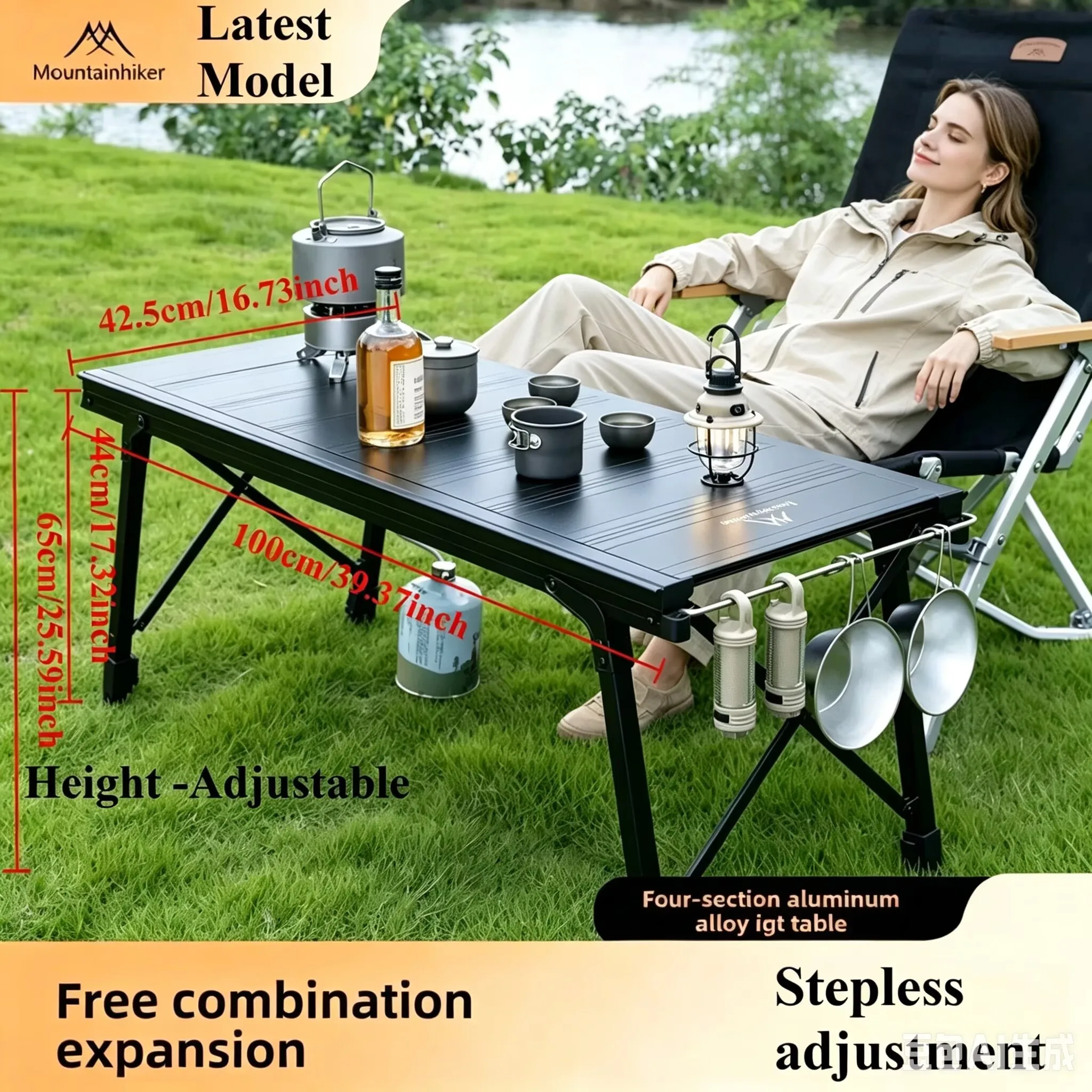 Japanese Camping Cooking - 改良型折りたたみ式IGTキャンピングリフトテーブル、ポータブル屋外IGTクッキング、3～5台用テーブル、キャンプテーブル、ガーデンテーブル、ピクニックテーブル