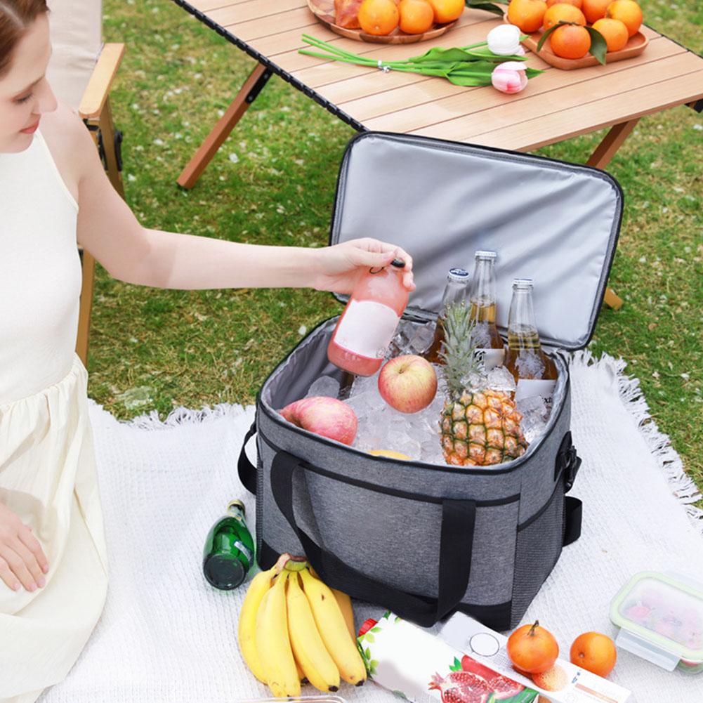 Camping Cooking Food - 30L断熱クーラーバッグ オックスフォード生地 保温食品収納バッグ ポータブルショルダーカールトバッグ キャンプ ピクニック