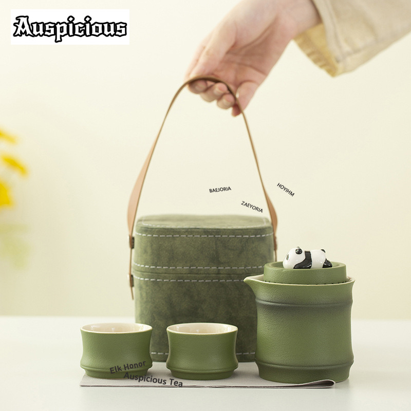 Japanese Camping Cooking - 中国ポータブルrabbbit茶セットセラミック1ポット2カップ旅行茶セットマグ屋外ガラス茶碗収納袋屋外茶器セット