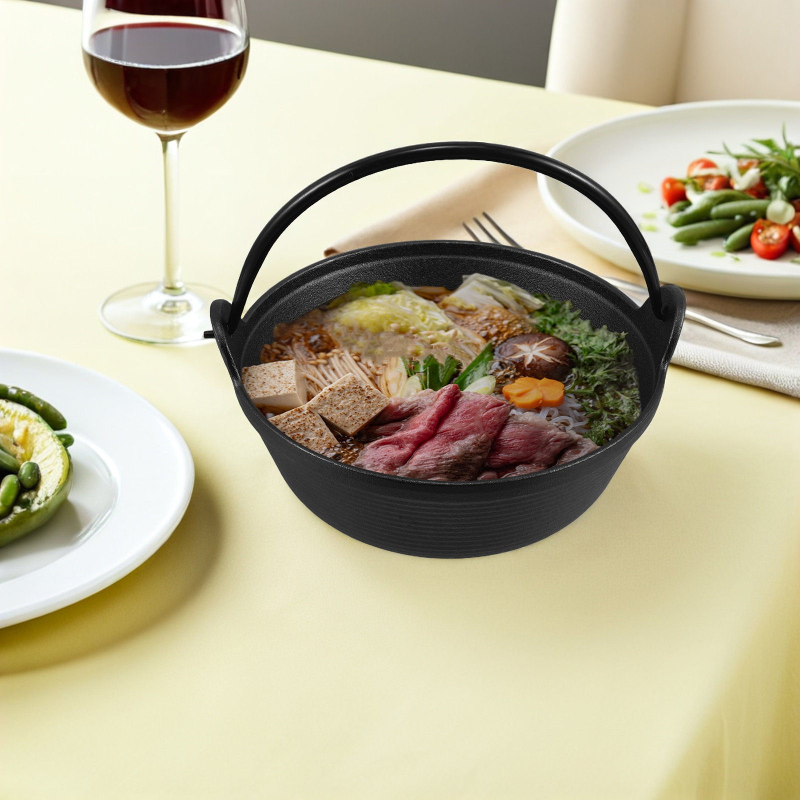 日本の鉄製すき焼き鍋、厚手の壁で耐久性に優れた、屋外でのホッ - Japanese Camping Cooking のレビューと価格