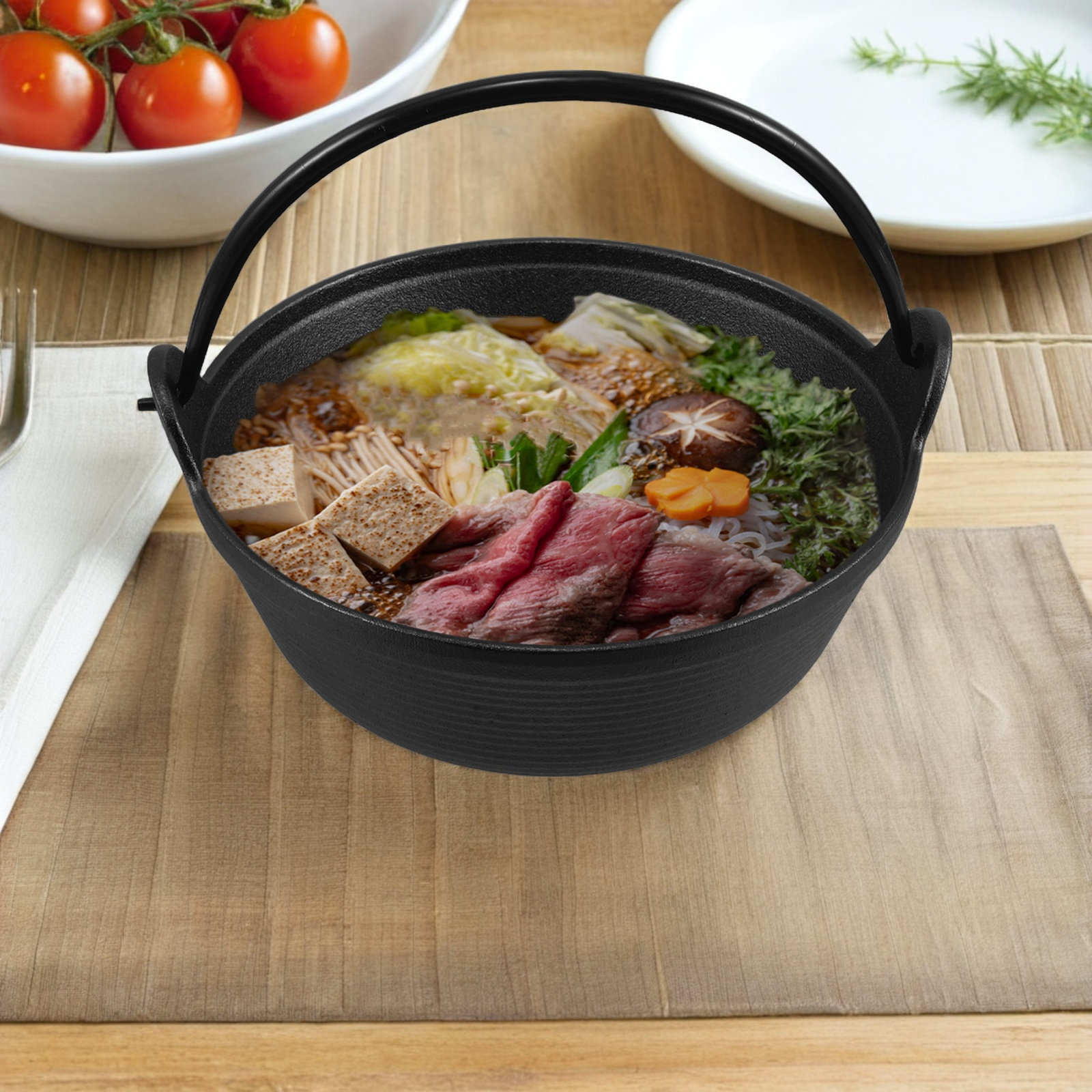 日本の鉄製すき焼き鍋、厚手の壁で耐久性に優れた、屋外でのホッ - Japanese Camping Cooking のレビューと価格