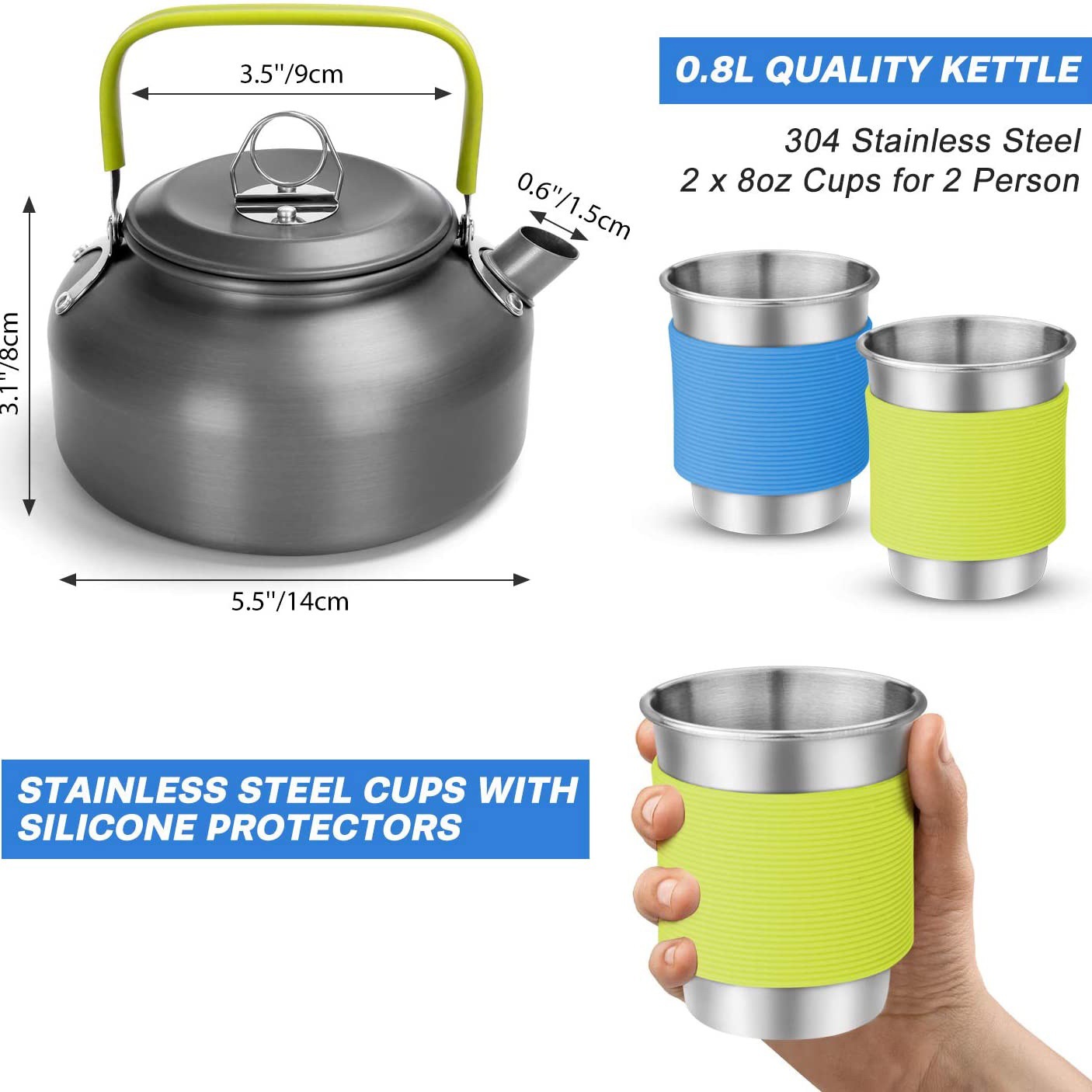 アウトドアキャンプクックセット（ケトル付き）、304ステンレ - Camping Cooking Kettle のレビューと価格