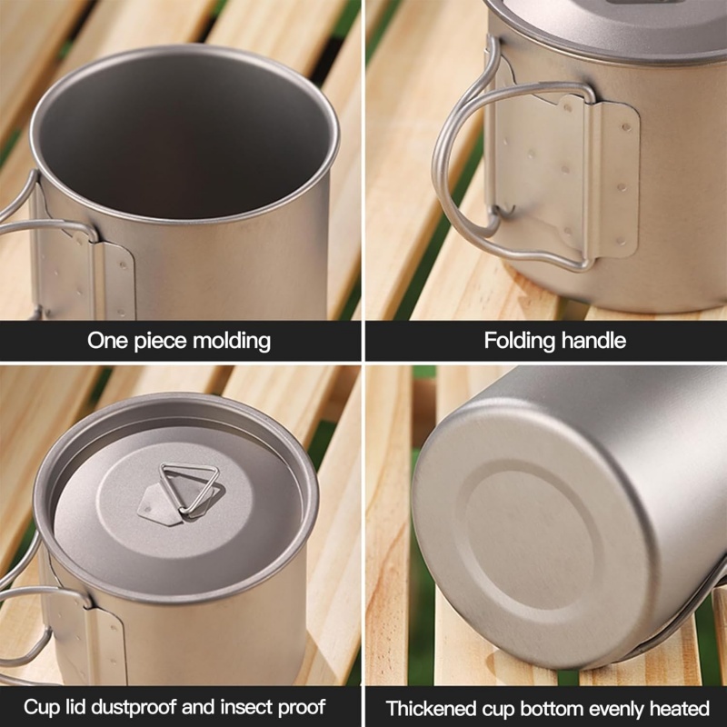 折りたたみハンドル付きチタン製キャンプマグ 軽量ポータブルア - Camping Cooking Unit のレビューと価格