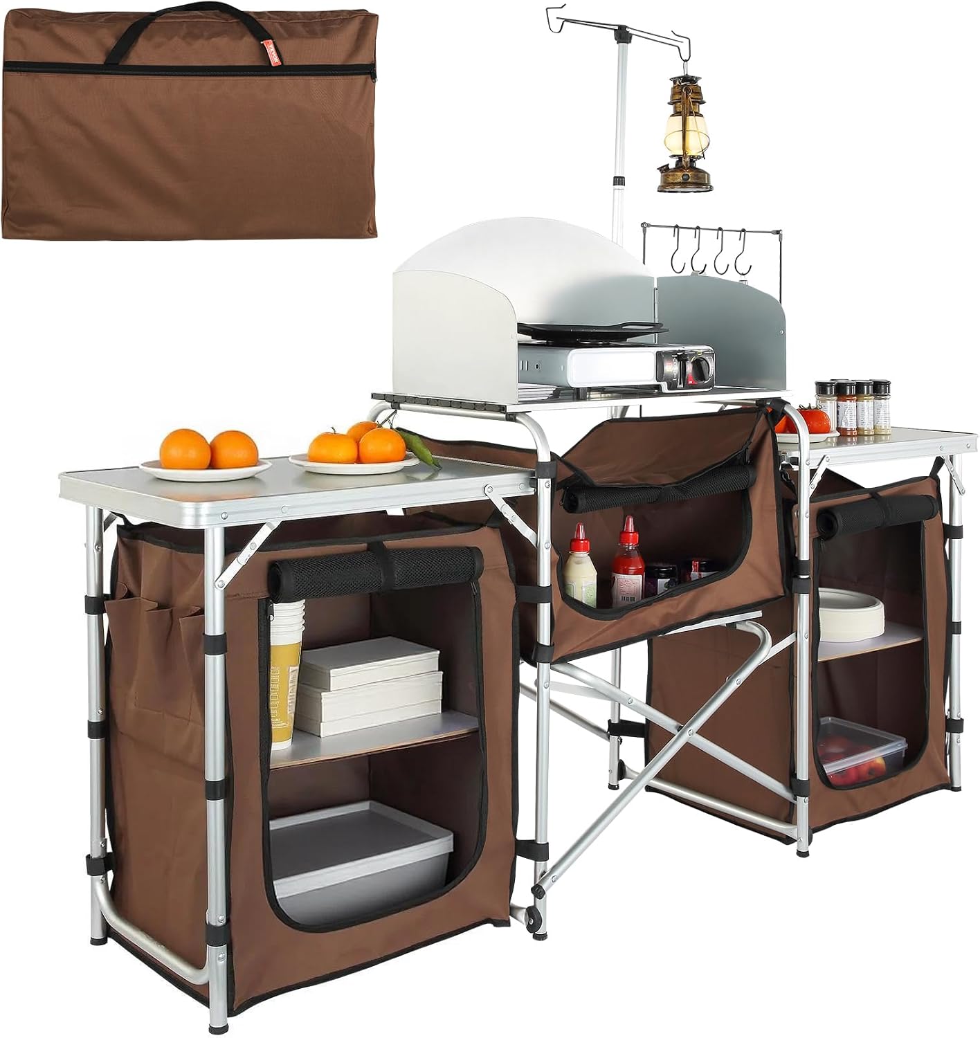 キャンプ用キッチンテーブル、折りたたみ式アウトドア調理台（収 - Camping Cooking Cupboard のレビューと価格