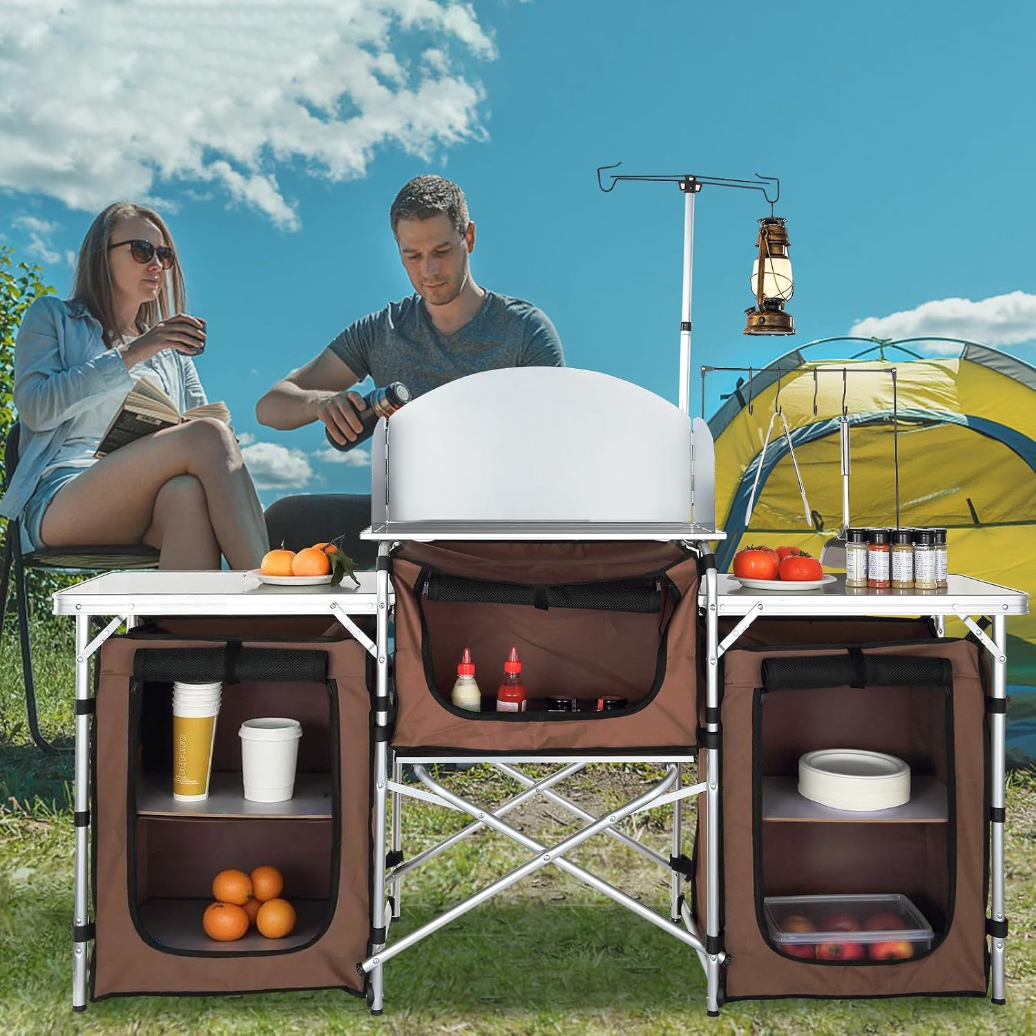 キャンプ用キッチンテーブル、折りたたみ式アウトドア調理台（収 - Camping Cooking Cupboard のレビューと価格