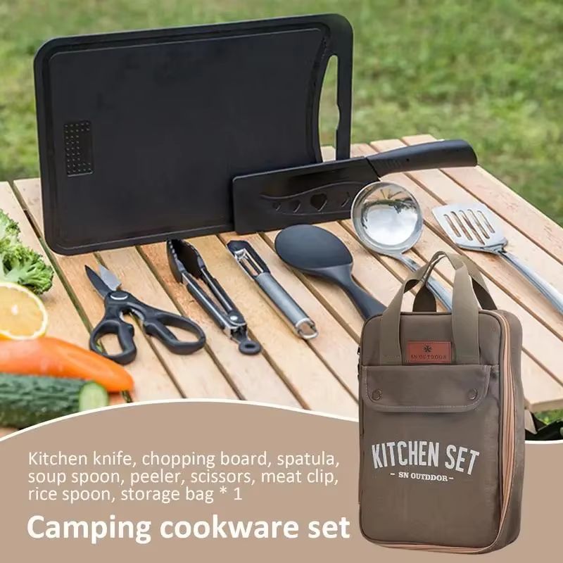 8 個キャンプキッチン調理器具セットポータブルバッグアウトド - Camping Outdoor Cooking Equipment のレビューと価格