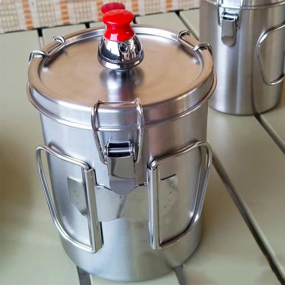 超軽量ミニ圧力鍋 304ステンレス鋼 折りたたみハンドル付き - Camping Cooking Kettle のレビューと価格