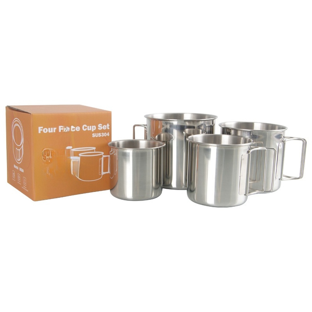 /ステンレス/スチール/304 キャンプカップセット ポータ - Camping Cooking Set For 4 のレビューと価格