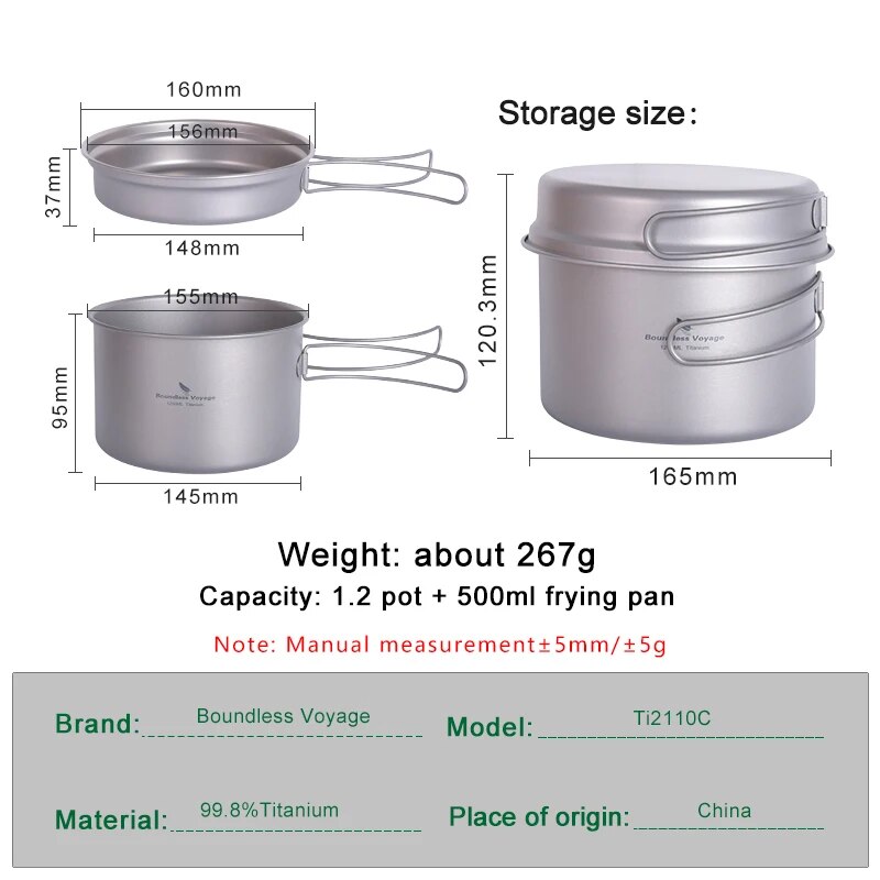 Boundless Voyage チタンポットパンセット 折 - Camping Cooking Set For 4 のレビューと価格