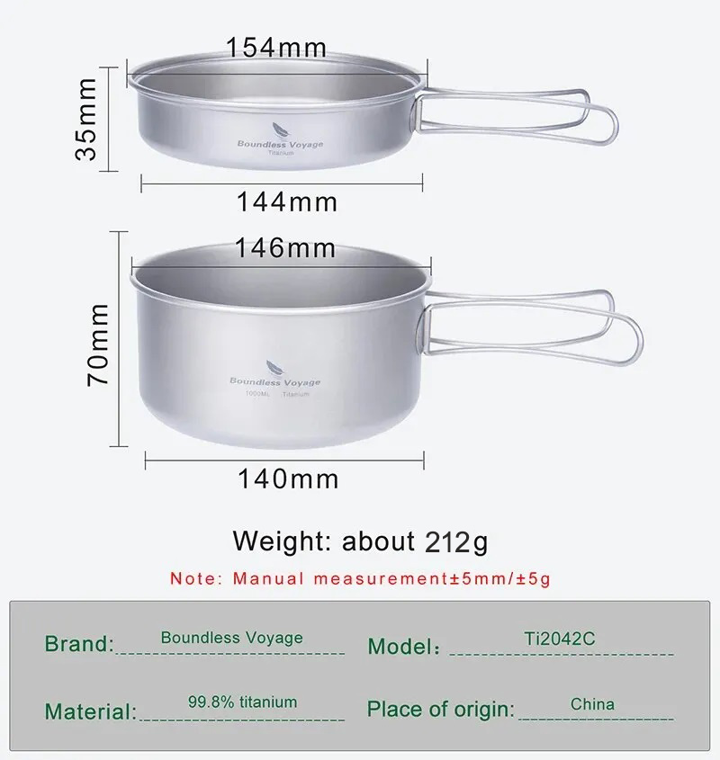 Boundless Voyage チタンポットパンセット 折 - Camping Cooking Set For 4 のレビューと価格