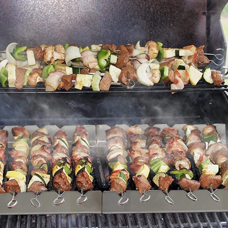 2 個ケバブラックケバブスタンド串ホルダーユニバーサルバーベ - Camping Cooking Utensil Holder のレビューと価格