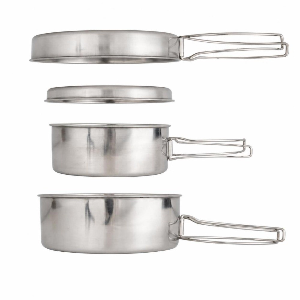 4点セット ポータブル ステンレス製 キャンプ用調理器具セッ - Camping Cooking Set For 4 のレビューと価格