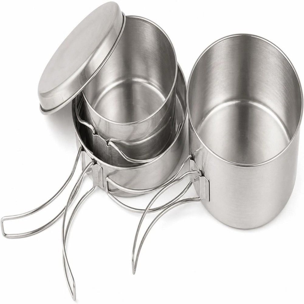 4点セット ポータブル ステンレス製 キャンプ用調理器具セッ - Camping Cooking Set For 4 のレビューと価格