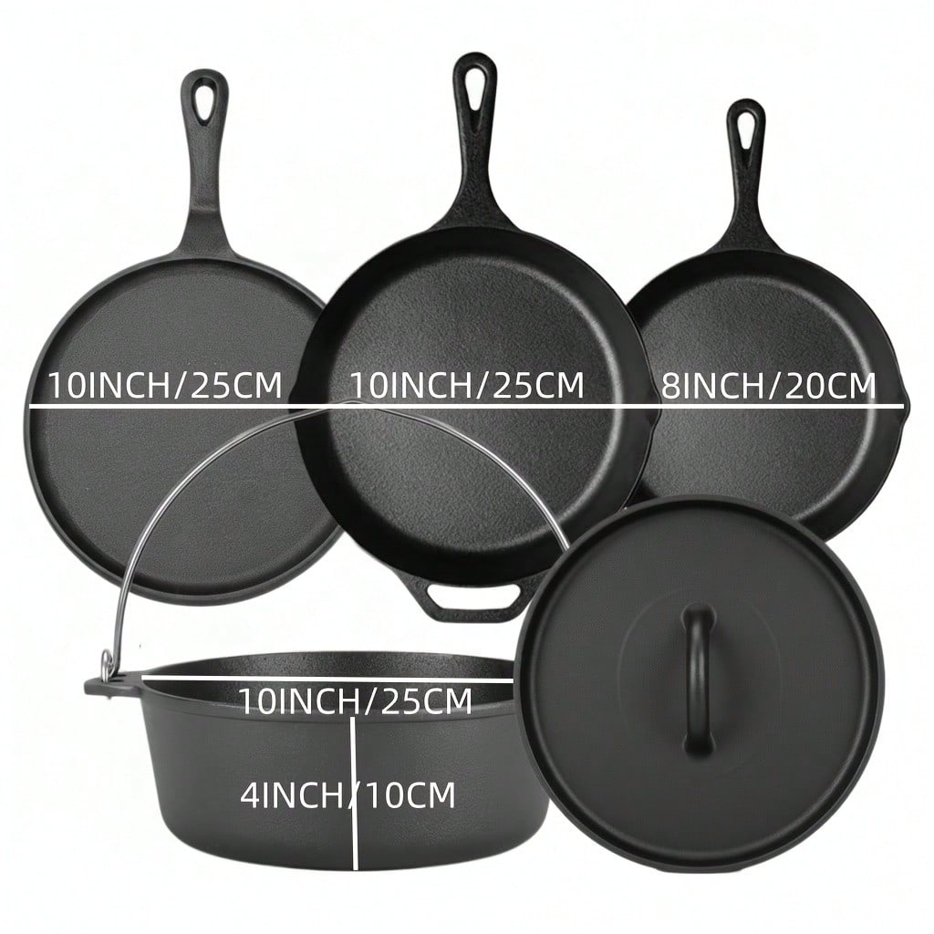 PACILACK 鉄製鍋フライパンセット、4点セット（スキレ - Camping Cooking Set For 4 のレビューと価格