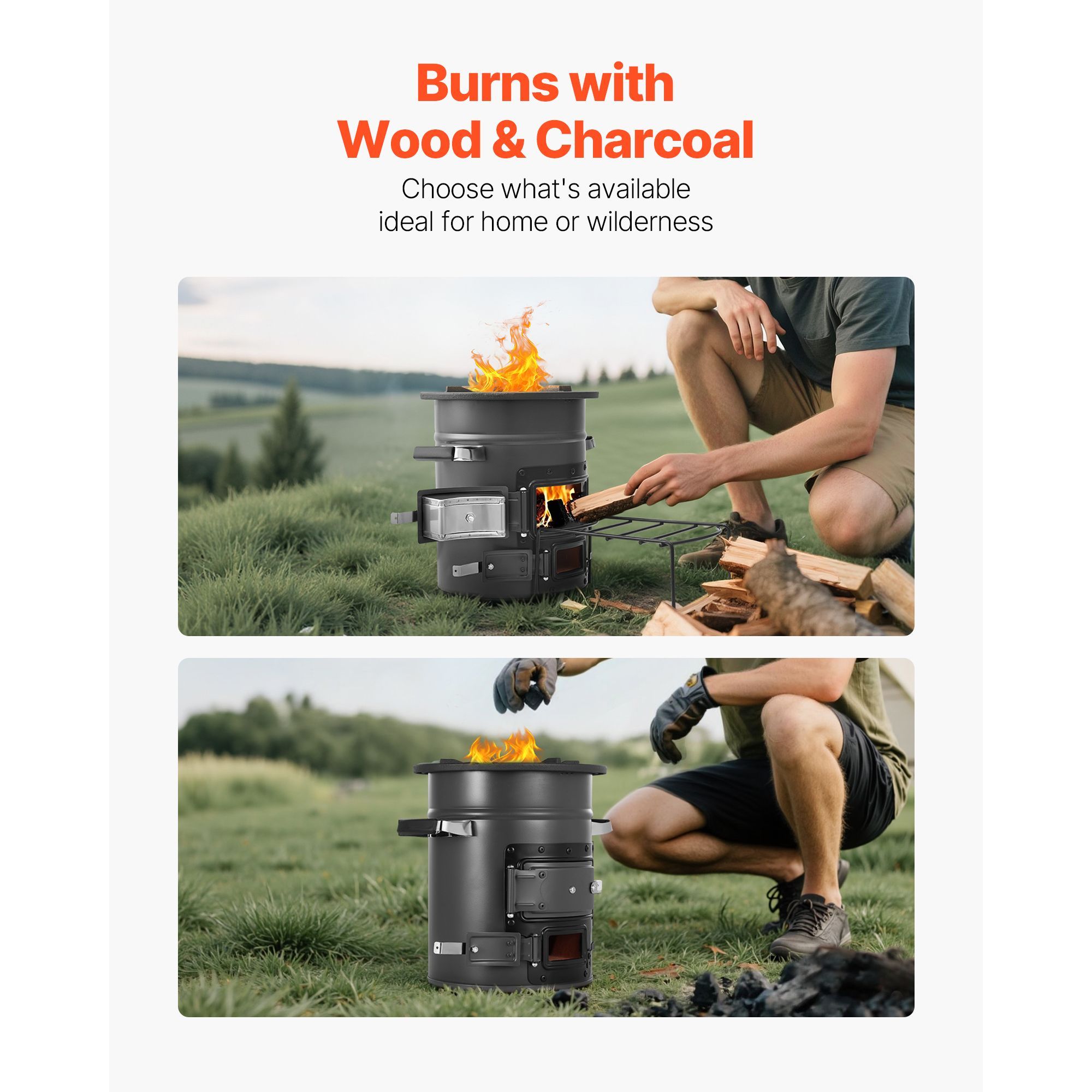 キャンプ用ロケットストーブ、携帯用薪ストーブ（キャリーバッグ - Camping Double Cooking Stove のレビューと価格