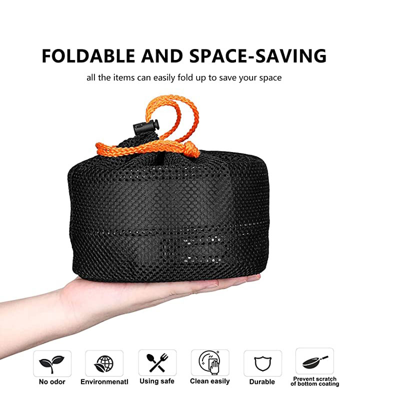 メッシュバッグ付きアルミアウトドアキャンプ調理器具セット折り - Camping Cooking Set For 4 のレビューと価格