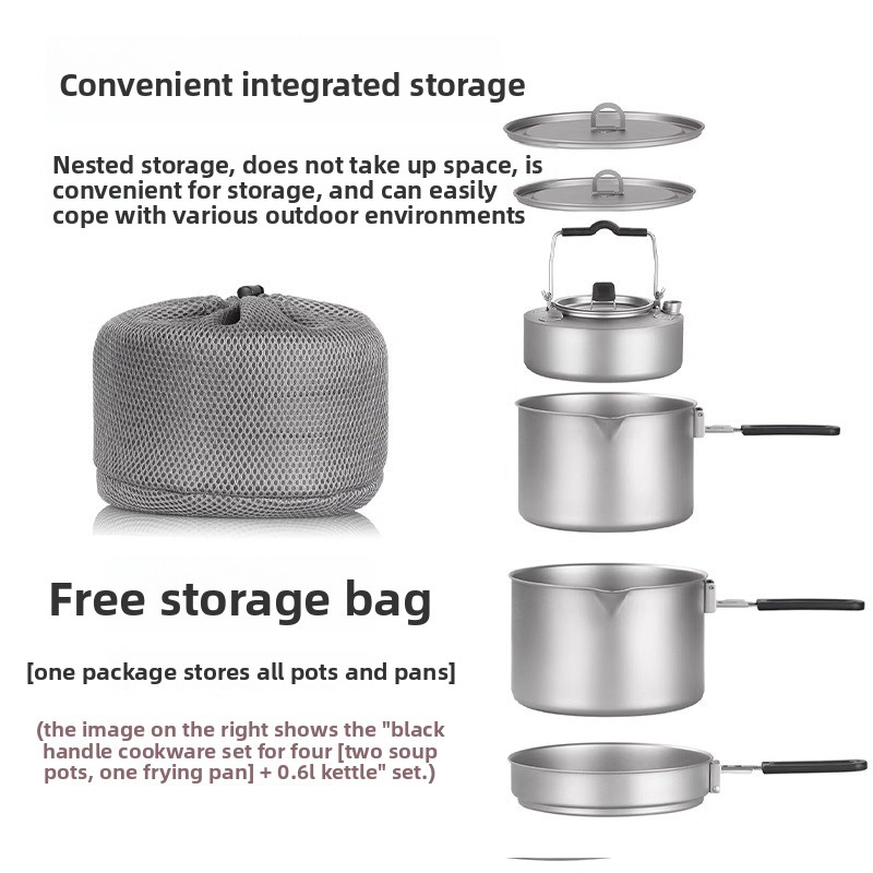 軽量純チタン製鍋セット、アウトドアキャンプ用調理器具、携帯用 - Camping Cooking Kettle のレビューと価格
