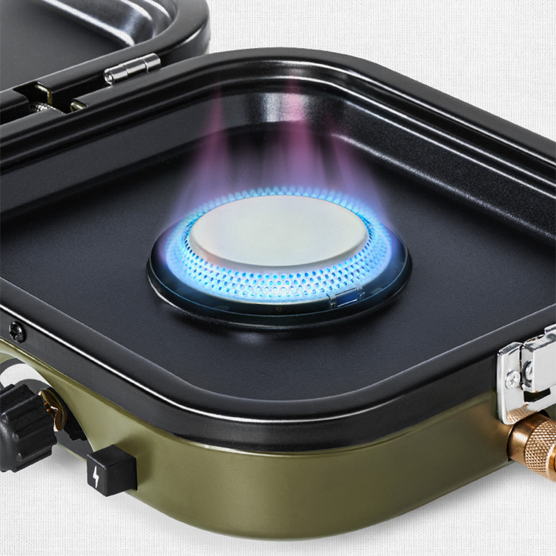 折りたたみ式ダブルバーナーガスコンロ 2300W ポータブル - Camping Double Cooking Stove のレビューと価格