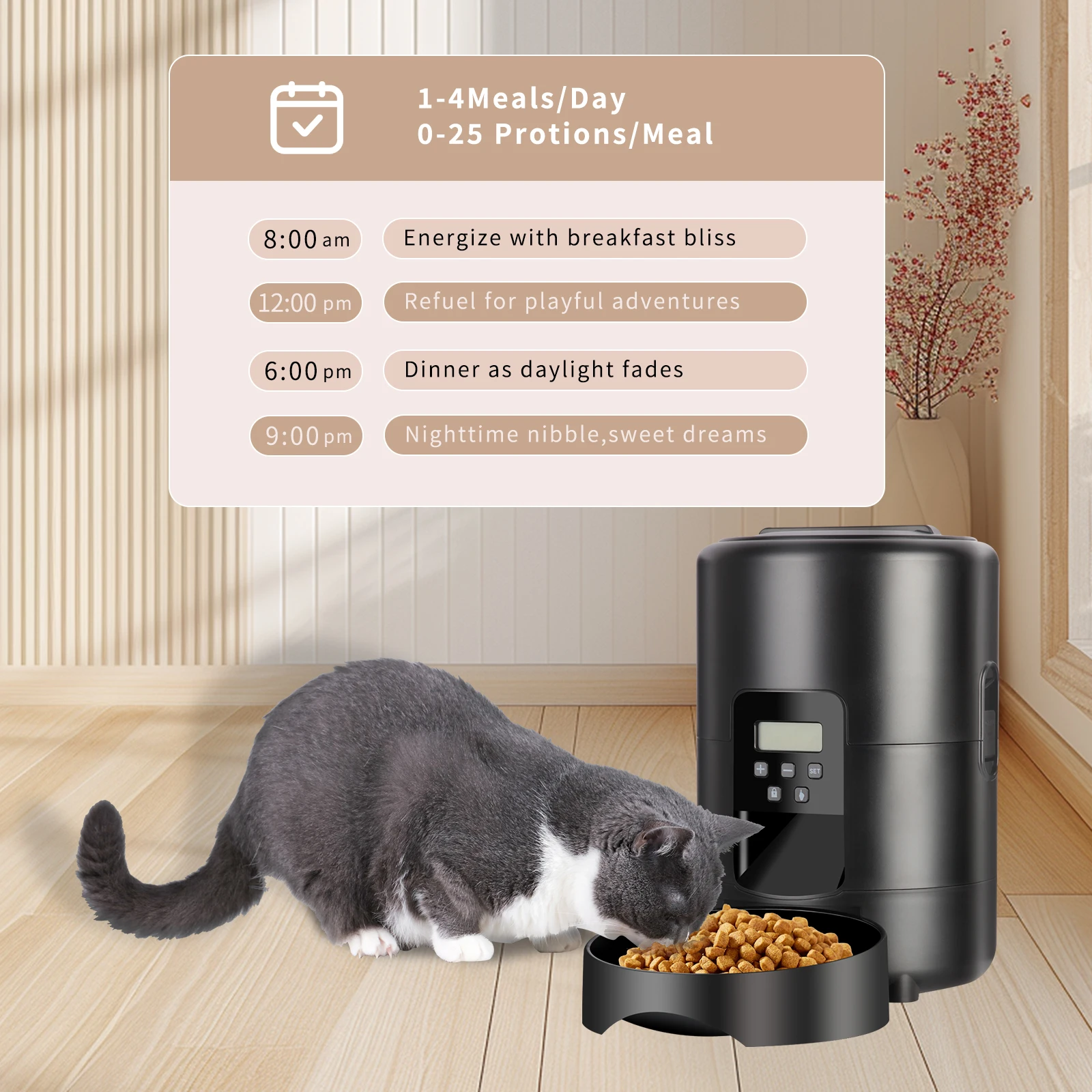 2Lアプリ制御自動ペットフィーダーボタン式自動給餌器スマート - Camping Cooking Food のレビューと価格
