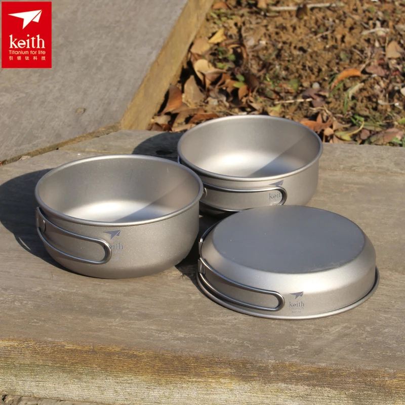 キース 3 個チタン調理器具パンボウルセット折りたたみハンド - Camping Outdoor Cooking Equipment のレビューと価格