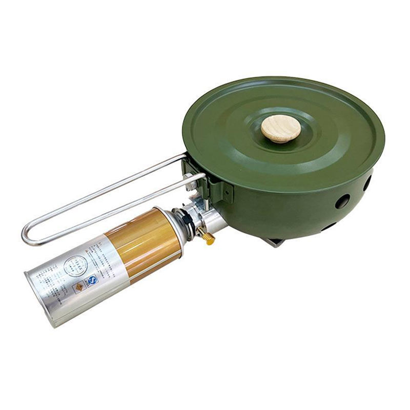 キャンプ用ガスストーブ ノンスティックパン付き 防風ポータブ - Camping Cooking Cupboard のレビューと価格