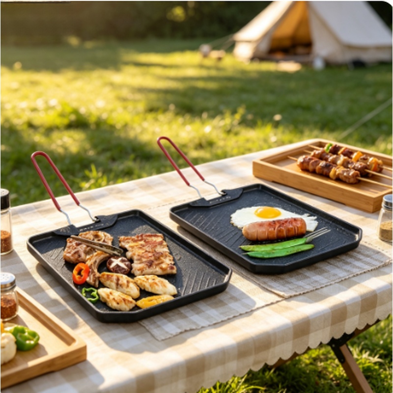 ポータブルノンスティックグリルパン アウトドアキャンプ用スキ - Camping Cooking Cupboard のレビューと価格