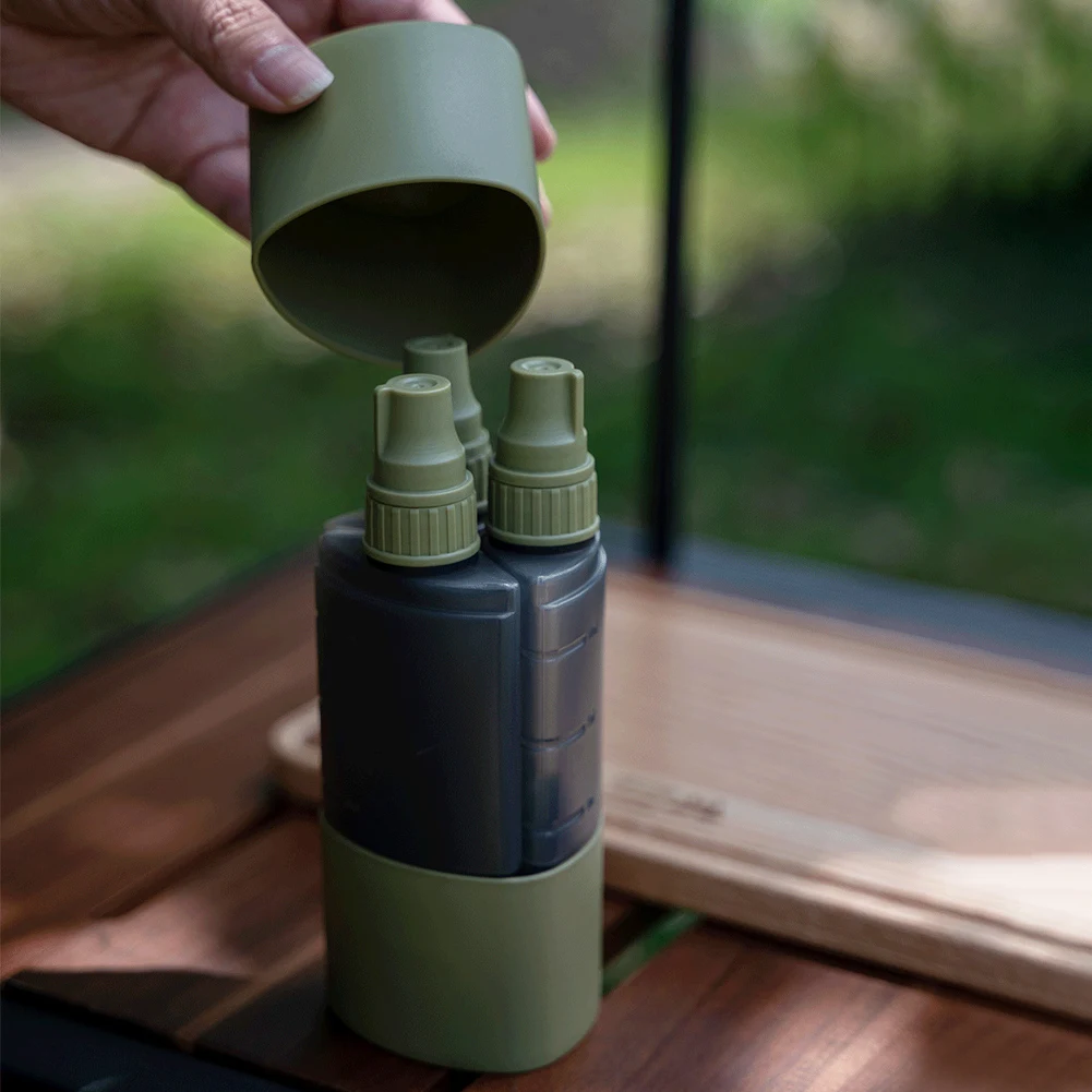 3 で 1 屋外キャンプ調味料ディスペンサーボトルバーベキュ - Quechua Camping Cooking Set のレビューと価格