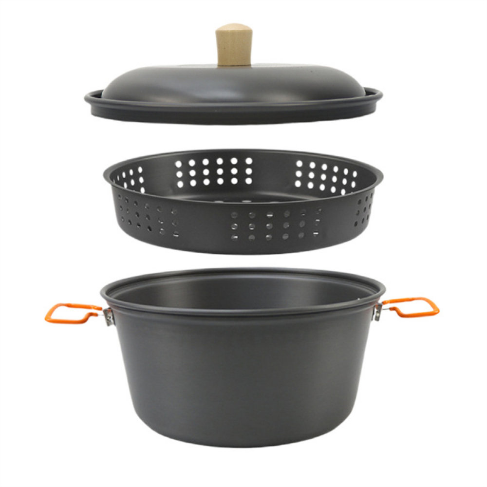7.5L硬質アルマイトアルミ屋外調理鍋セット、蒸し器付きアル - Camping Cooking Essentials のレビューと価格