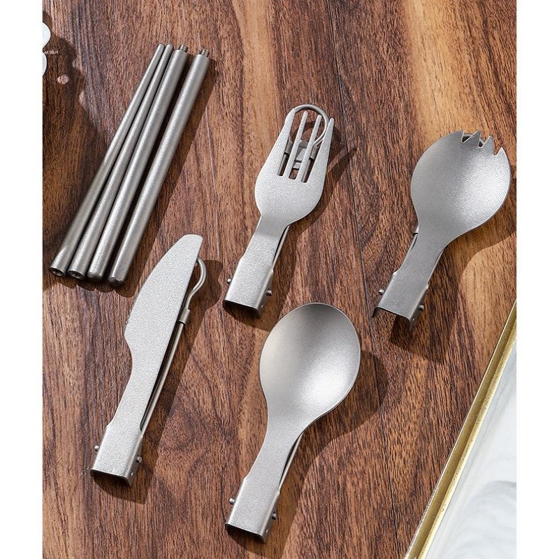 チタン製折りたたみ式食器セット（フォーク、スプーン、ナイフ、 - Camping Cooking Survival のレビューと価格
