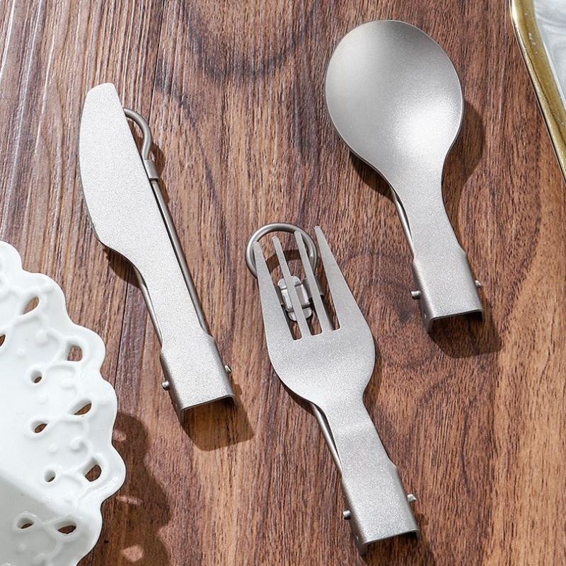 チタン製折りたたみ式食器セット（フォーク、スプーン、ナイフ、 - Camping Cooking Survival のレビューと価格