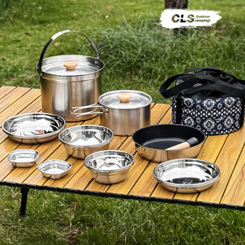 CLS&NOBANA 最新 アウトドア キャンプ ステンレス - Camping Cooking Set For 4 のレビューと価格
