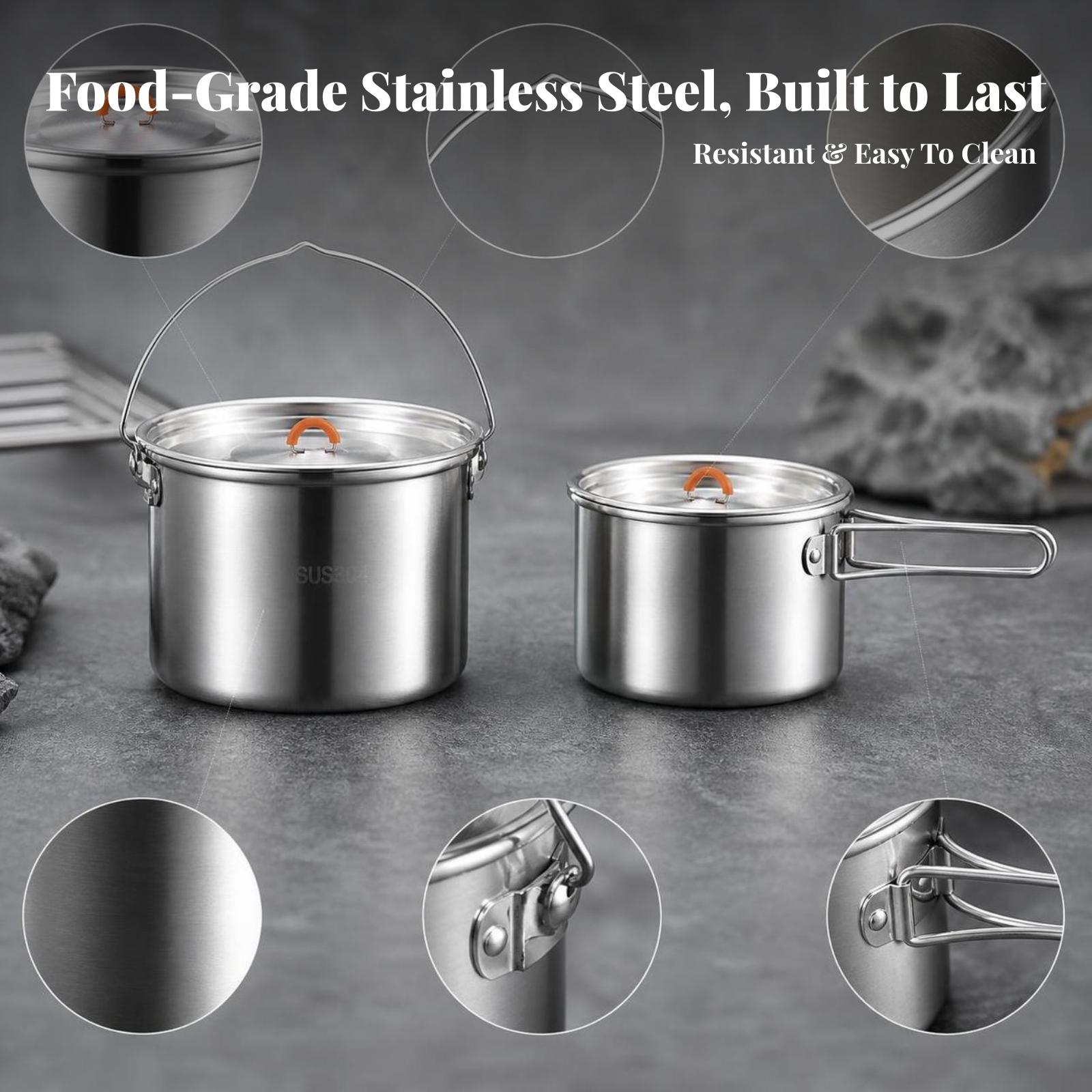 屋外用調理鍋。304ステンレス製で、水を沸かしたり、料理を炒 - Camping Cooking Kettle のレビューと価格