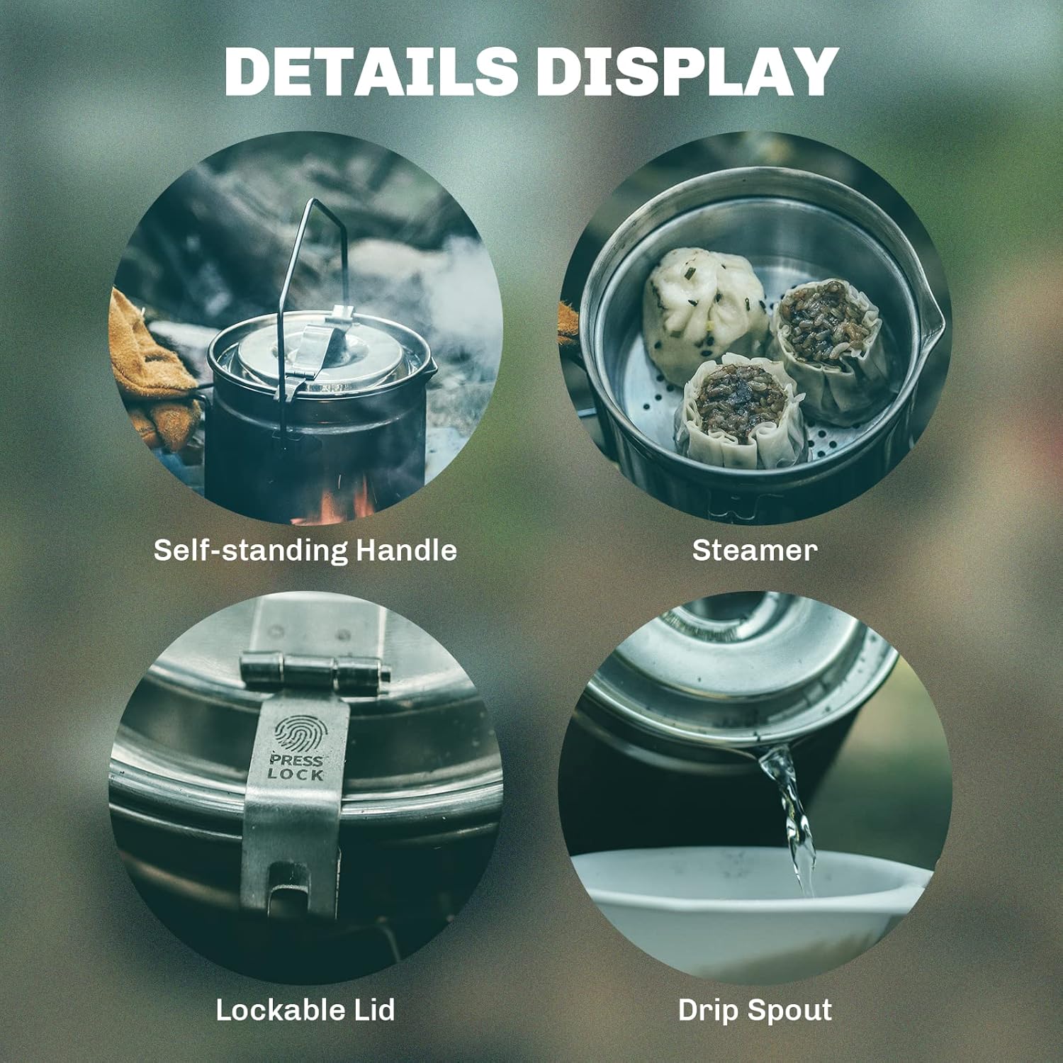 Fire-maple 1.2lステンレス鋼スチーマーポット、 - Camping Cooking Unit のレビューと価格