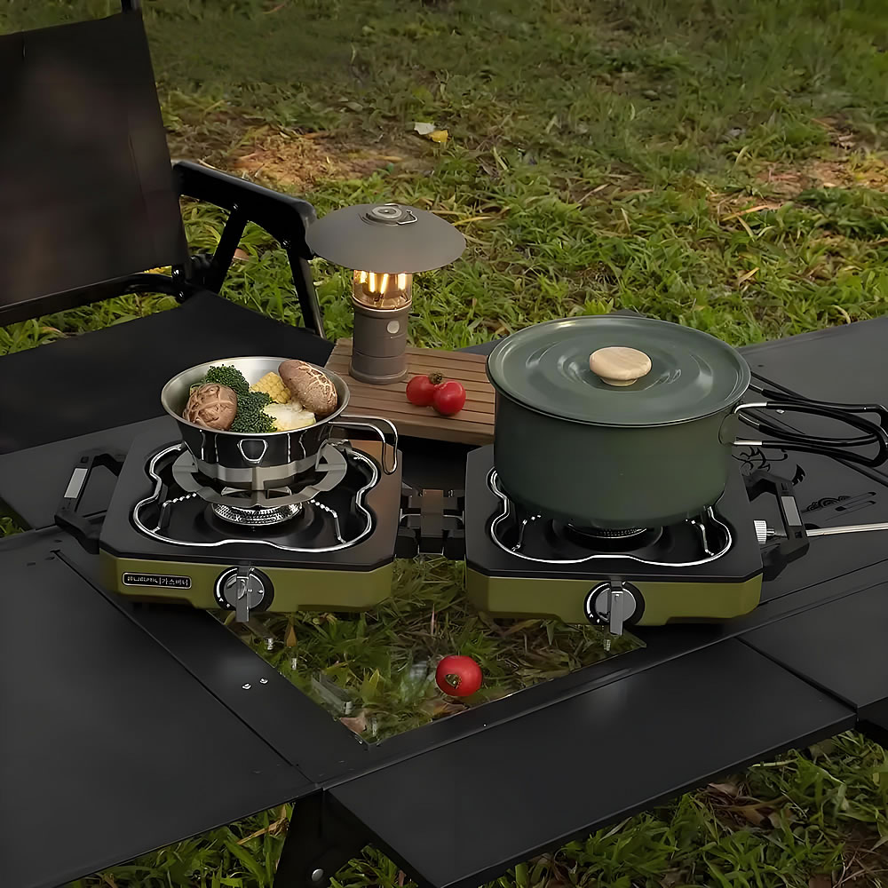 キャンプストーブ ダブルバーナー ポータブル 高火力 折りた - Camping Double Cooking Stove のレビューと価格