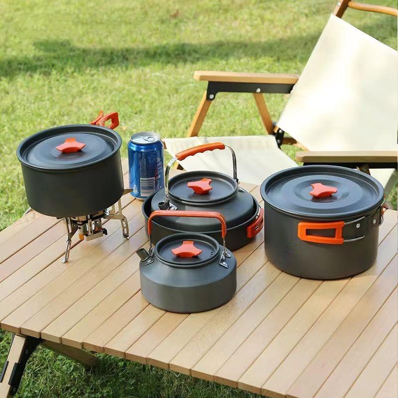 ポータブルアルミ製キャンプ調理器具キット 軽量アウトドアクッ - Camping Cooking Essentials のレビューと価格