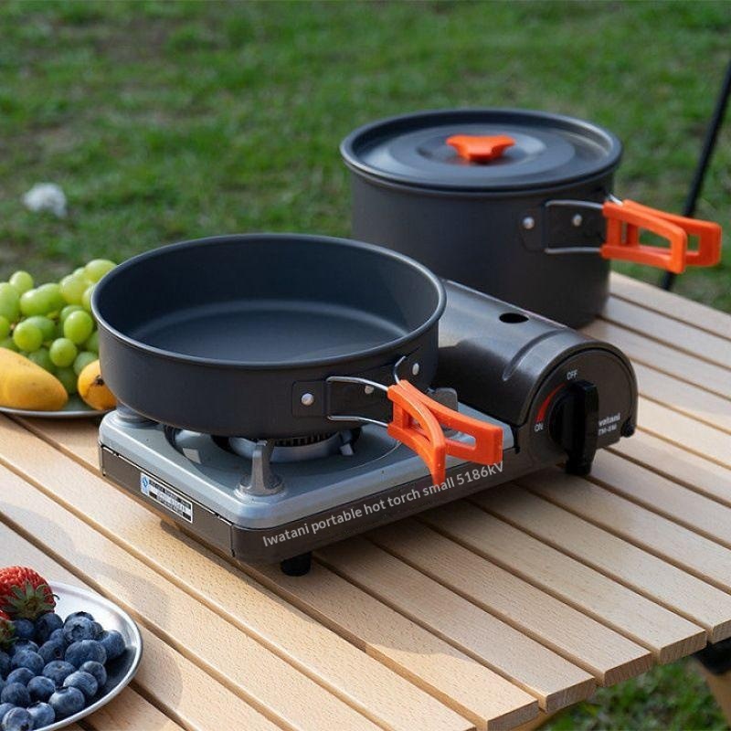 ポータブルアルミ製キャンプ調理器具キット 軽量アウトドアクッ - Camping Cooking Essentials のレビューと価格