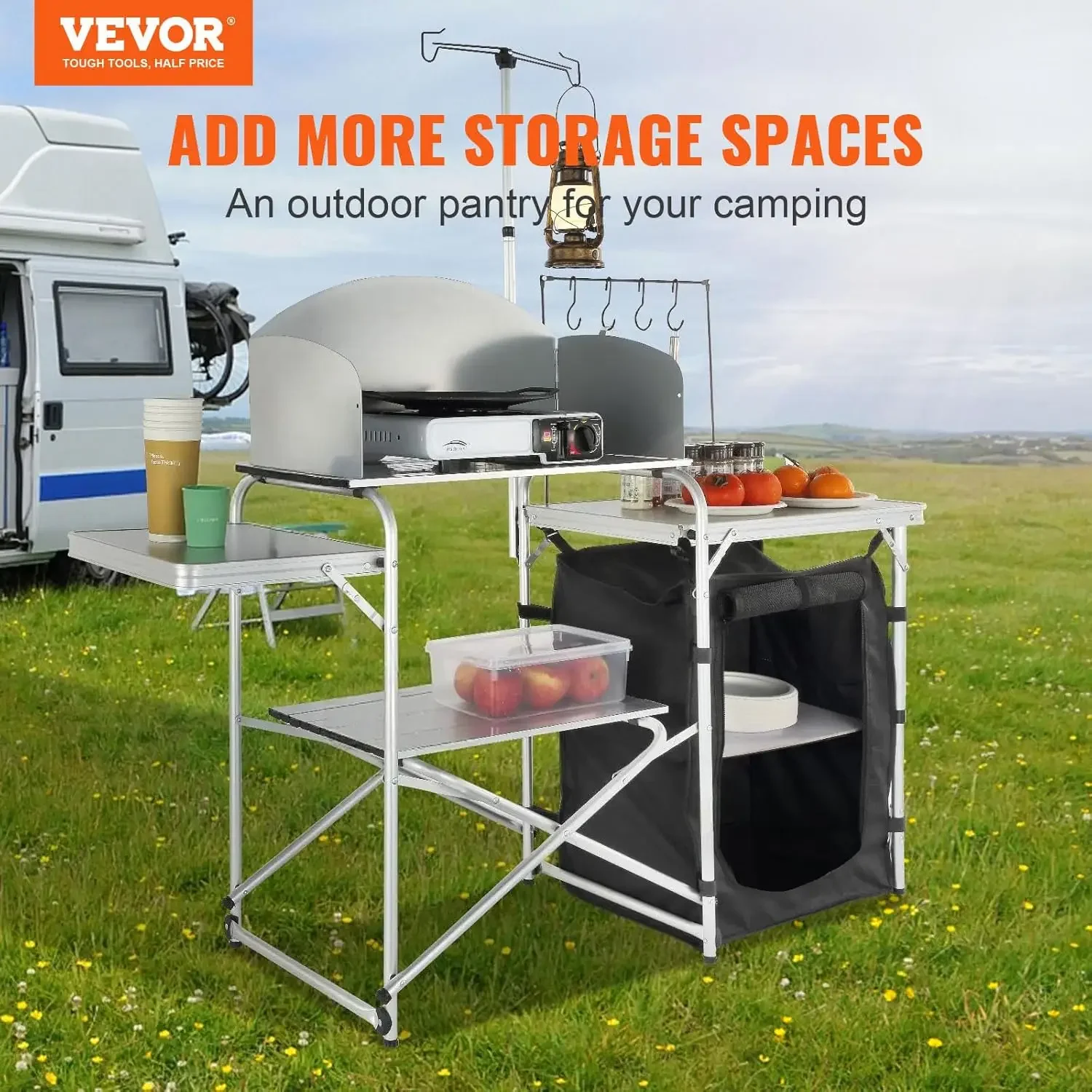 キャンプ用キッチンテーブル、折りたたみ式屋外調理台、収納キャ - Camping Cooking Cupboard のレビューと価格