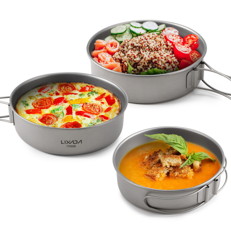 Lixada-超軽量チタンボウル、ディナーボウル、フライパン - Camping Cooking Tray のレビューと価格
